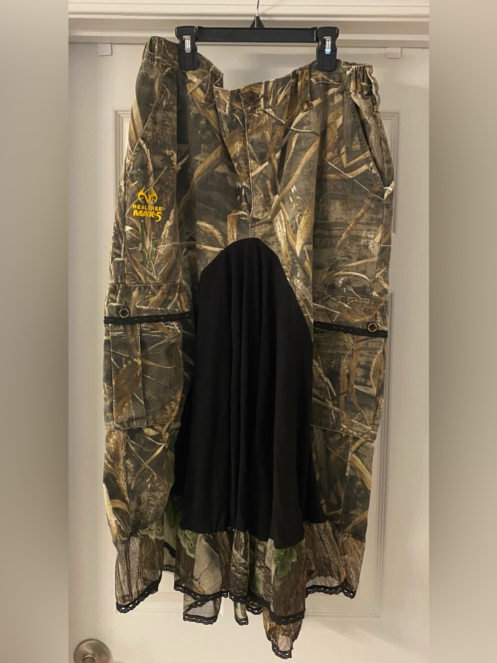 Upcycled Realtree Camo Womens Skirt with Black Panel